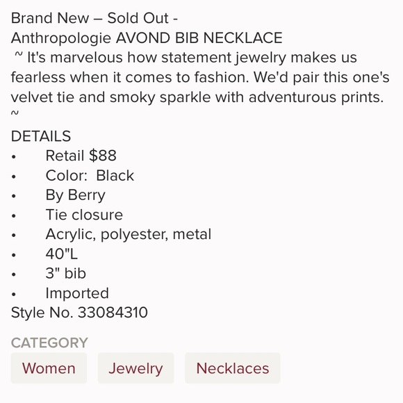 NWT Anthropologie Avind Bib Necklace, statement - Picture 5 of 6